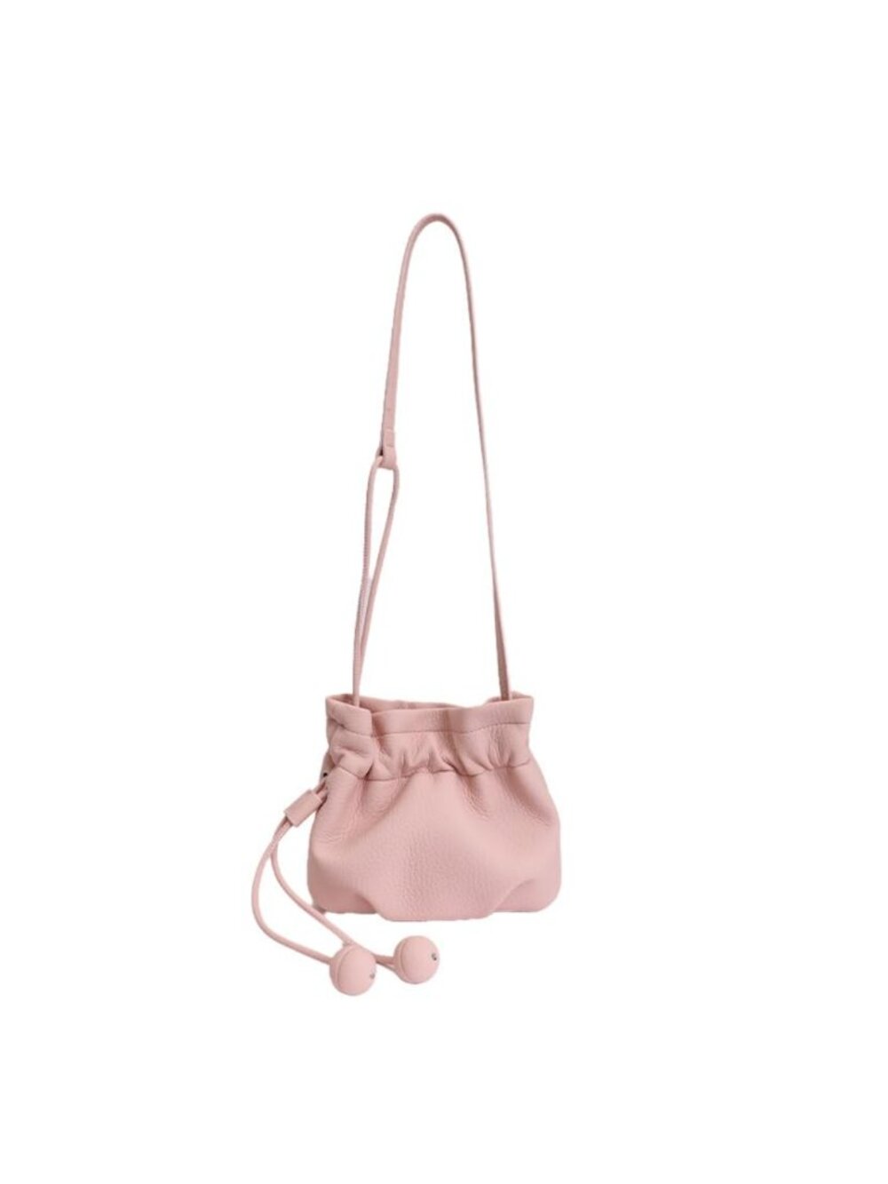 Vegan Leather Bucket Bag Small Drawstring Crossbody Shoulder Purse Soft Cloud